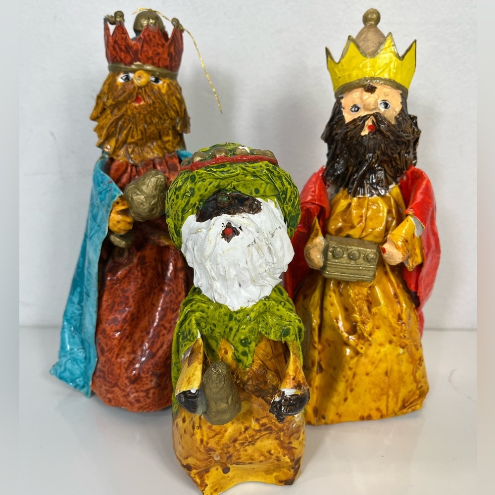 Vintage Paper Mache‎ Wisemen Wiseman Peoples Republic of China MCM Nativity